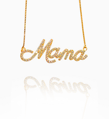 Pave Mama Script Necklace