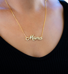 Pave Mama Script Necklace